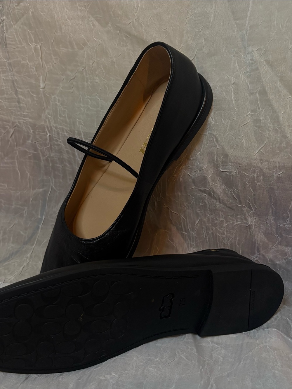 COACH Emilia Mary Jane Ballet Flats - WORN ONCE - Black Leather - Size 7B - Picture 3 of 6